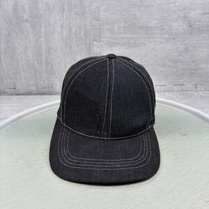 Vintage Denim Baseball Cap Hat Mens Black Cotton Strap Back USA Made